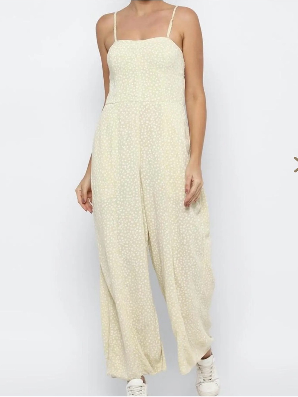 American Eagle Outfitters Yellow Floral Wide-Leg Jumpsuit